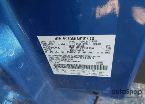 2010 Ford F-150 Stx/Xl/Xlt из США, поврежденный, VIN 1FTEX1E89AFC82899